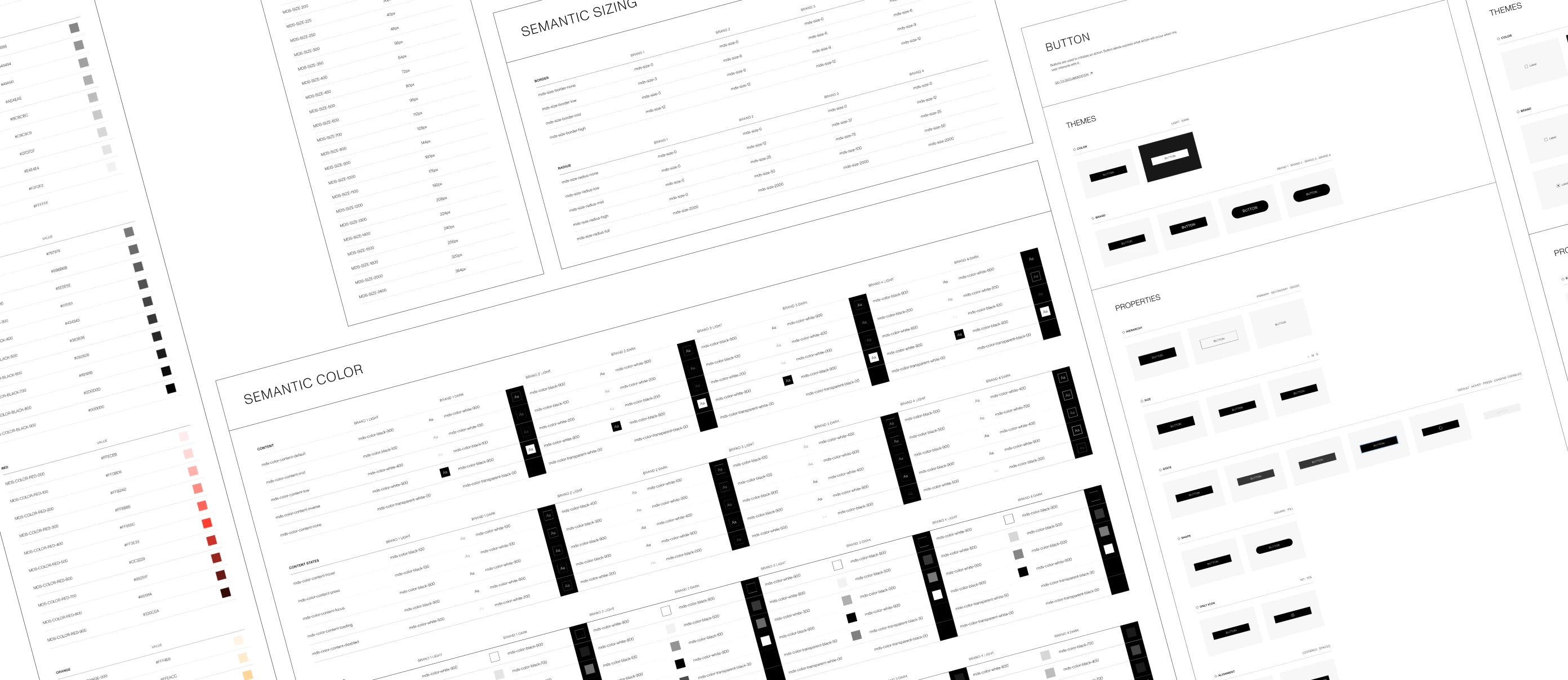 Design system audit sample: semantic color, sizing and component specs.