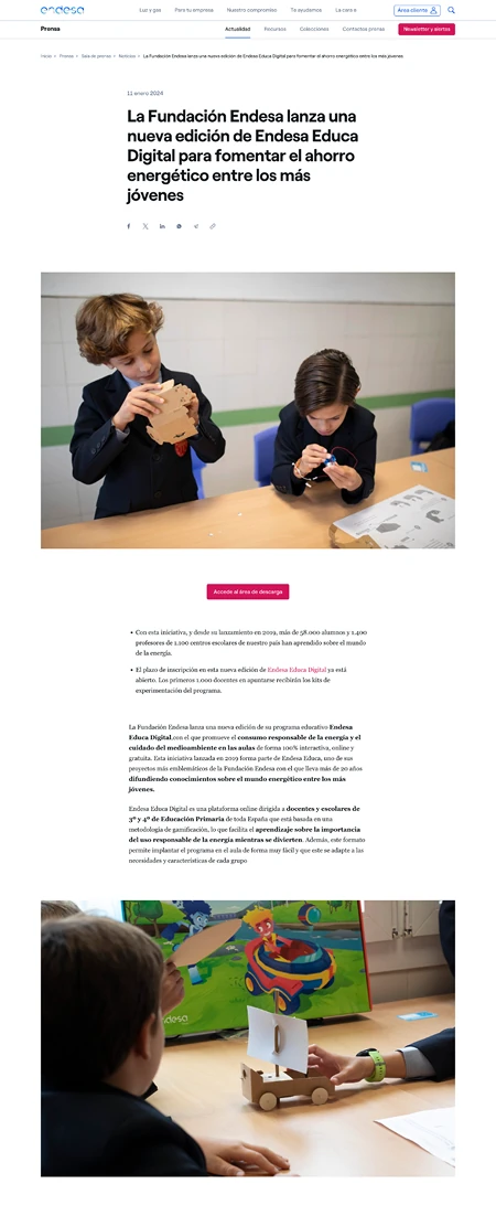 Endesa article detail page pattern