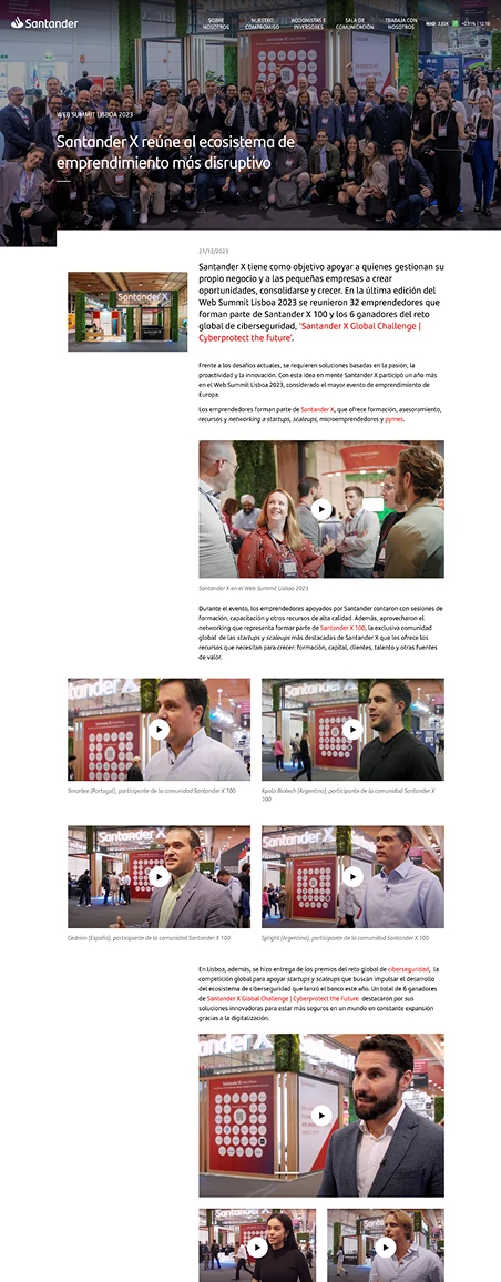 Santander article detail page pattern