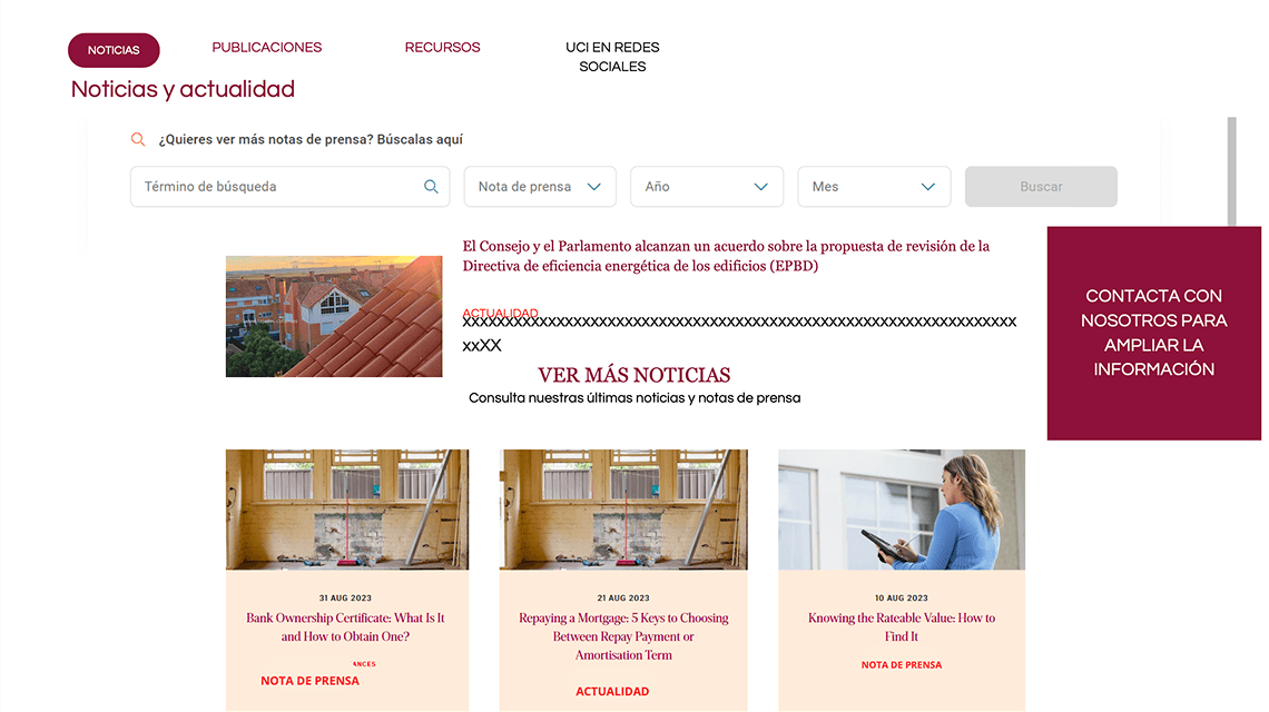 UCI press room wireframe — news section