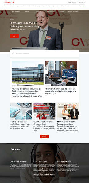 MAPFRE press room hub page