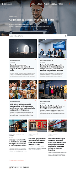 Santander press room hub page
