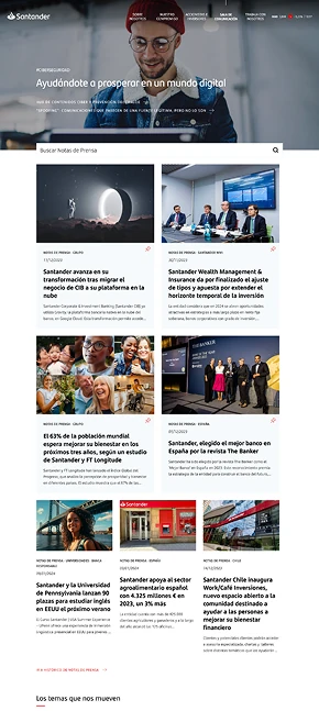 Santander press room hub page